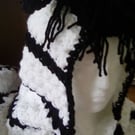 girl's handmade crochet hooded zebra blanket