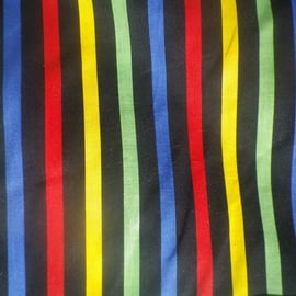 2m multicoloured stripe on cotton cambric, vibrant design,