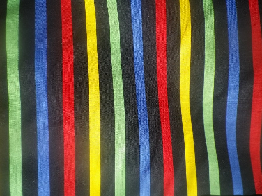 2m multicoloured stripe on cotton cambric, vibrant design,
