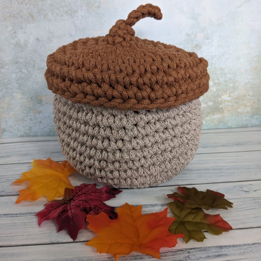 Acorn basket, home decor, storage container, new home gift, recycled, 