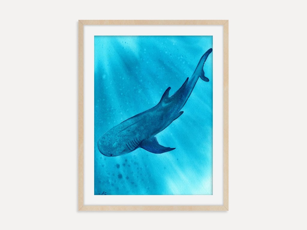 Whale Shark Art Print, Ocean Wall Art, Marine Life Artwork, Underwater Sea Life