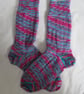 Hand-cranked Knitted Ribbed Wool Socks Size 8 to 9 - Image 2