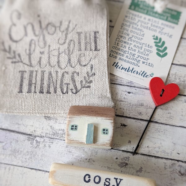 Little Wooden Handmade House and Base in a Bag - cosy