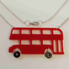 Red London Bus Retro Necklace - Acrylic