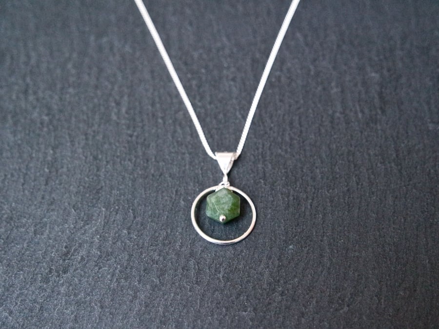 Sterling Silver Necklace -  Moss Agate Silver Ring