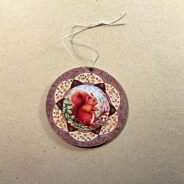 Red squirrel hanging decoration by Valerie Greeley