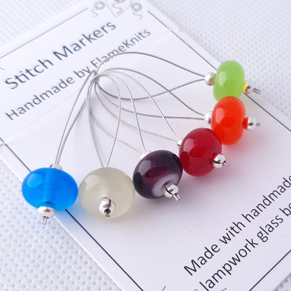 Lampwork Stitch Markers - Jelly Beans
