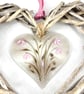 Pretty Glass & Wicker Hanging Heart in Neutral Shades 