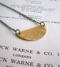 Golden Half Moon necklace - textured brass semi circle on fine chain - Autumn - Image 2
