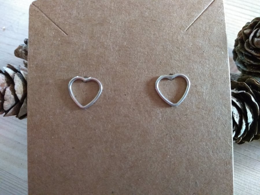 Sterling Silver heart stud earrings