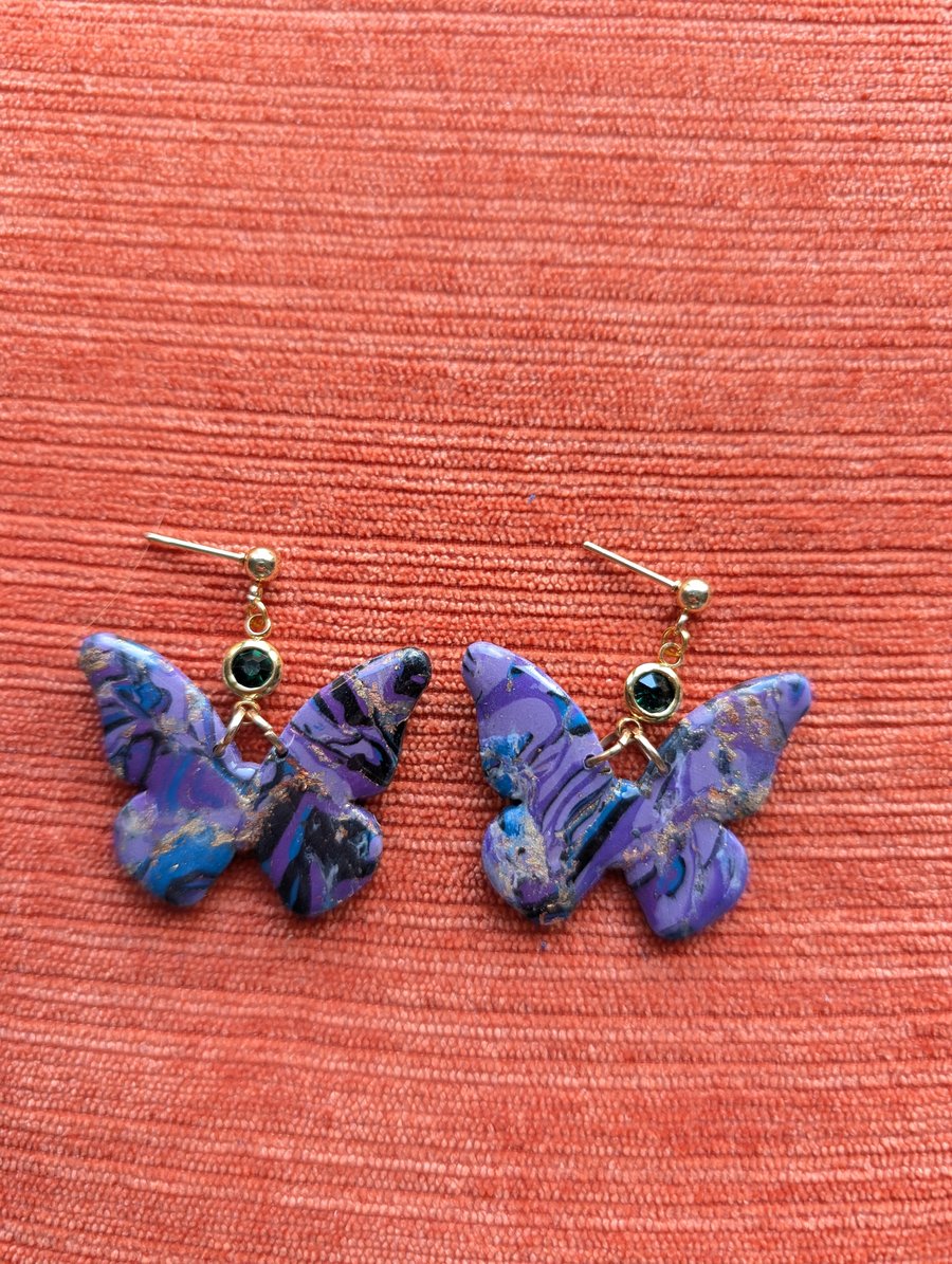 Yzma inspired large butterfly dangles