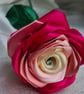 Gorgeous Handmade Raspberry Ripple Pink Ribbon Rose - Long Stem Flower Gift - Image 5