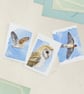 Bird greetings cards, 3 pack, A6 size blank notelets, barn owls and swallow
