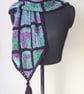 Shawl, Scarf, Wrap, Knitted Handspun, Purple, Pink, Blue, Green, Merino Wool - Image 4