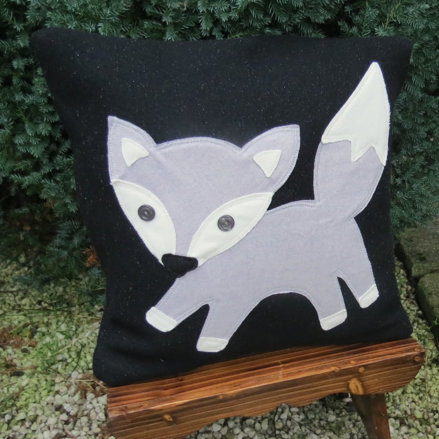 SALE!!!  The curious fox cub.  A fox cushion complete with feather pad.