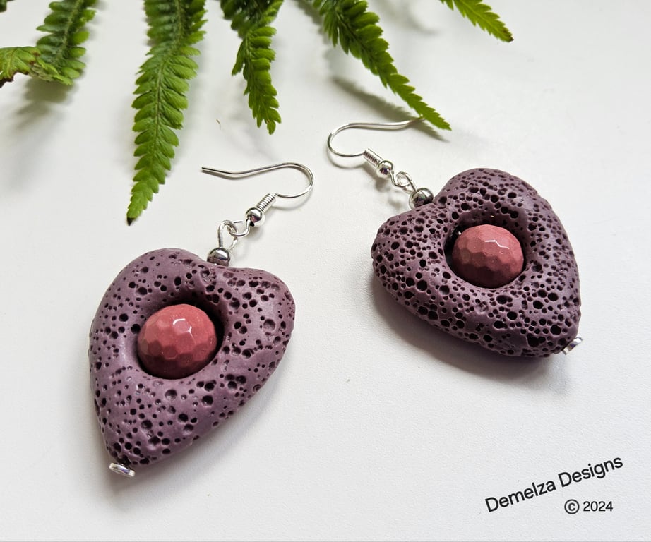 Lava Rock -Lava Stone & Mookite Earrings.