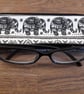 Elephant Aztec Style Reading Glasses Case Black And White. Zipped Fabric Pouch - Image 2