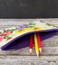 Pencil Case made from Rare 1940s Vintage Barkcloth Fabric, Purple - Image 3