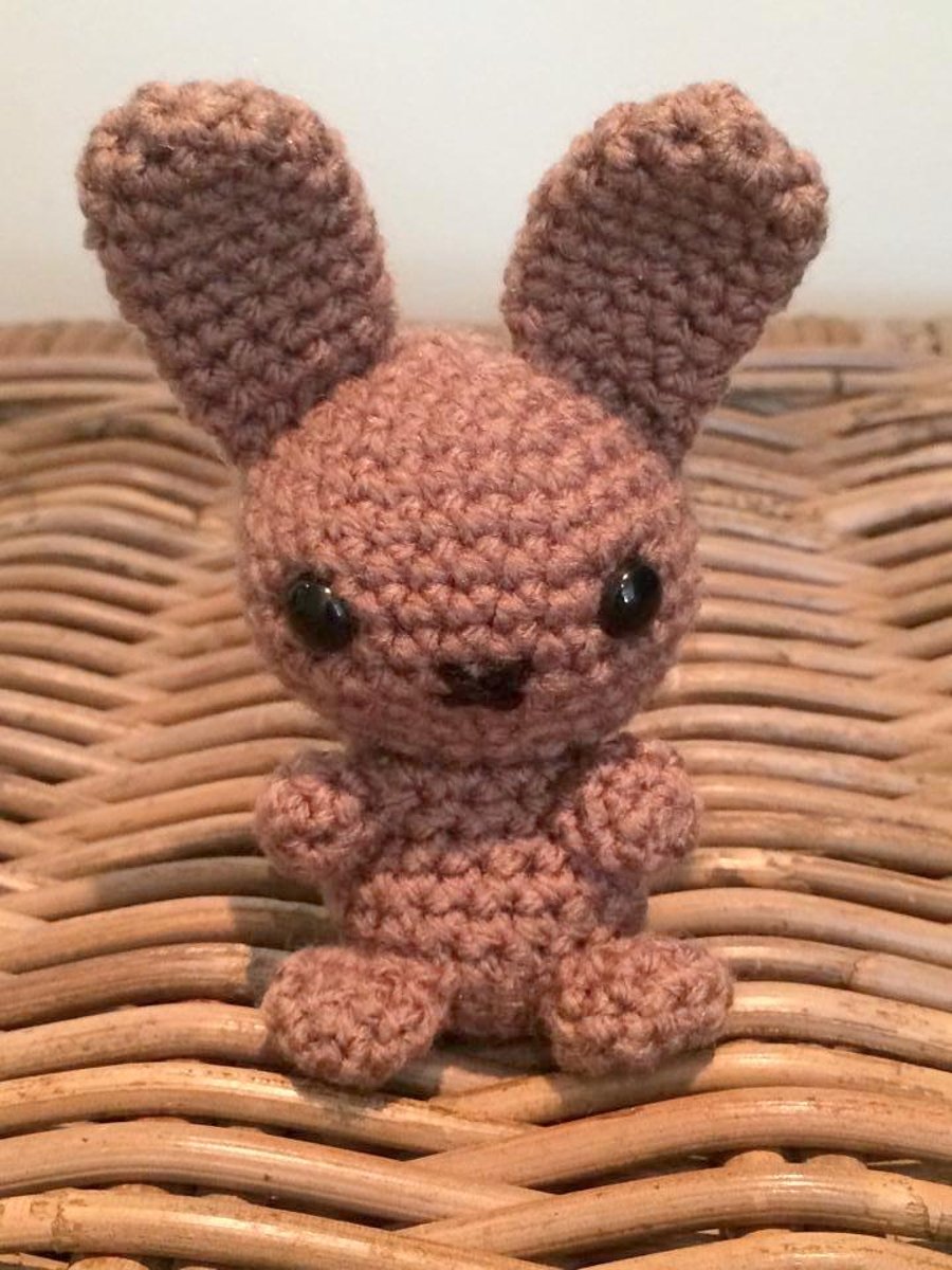 Eddie the Easter Bunny pocket sized rabbit handmade crochet stuffed plush
