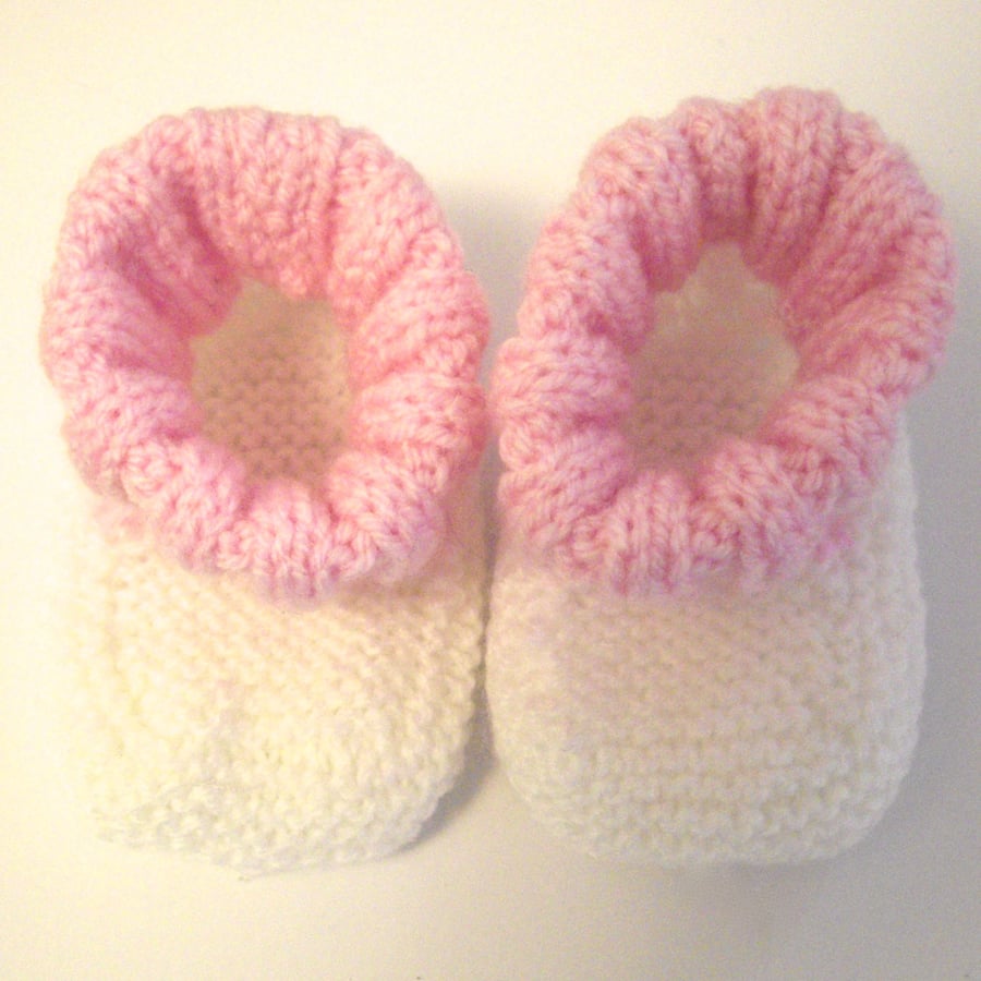 Cute Pink and White Baby Bootees - UK Free:Post