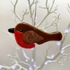 Fused Glass Jazzy Christmas Robin Hanging - Handmade Christmas Decoration