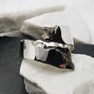 Brutalist, Adjustable Sterling Silver Open Ring with Oxidised Texture