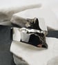 Brutalist, Adjustable Sterling Silver Open Ring with Oxidised Texture