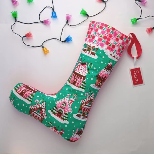 Gingerbread Christmas Stocking - can be personalised