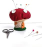 Toadstool Mushroom House Pin Cushion, handmade - Image 1