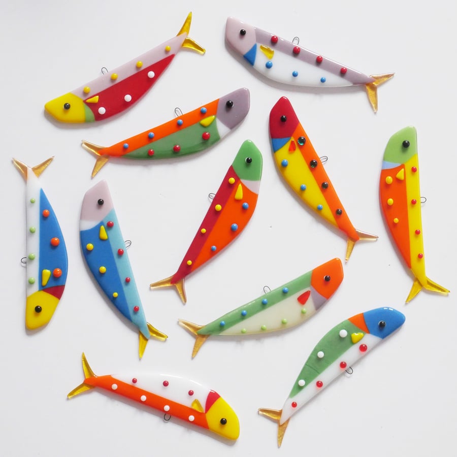 Fused Glass Polka Dot Fish Hanging Decoration