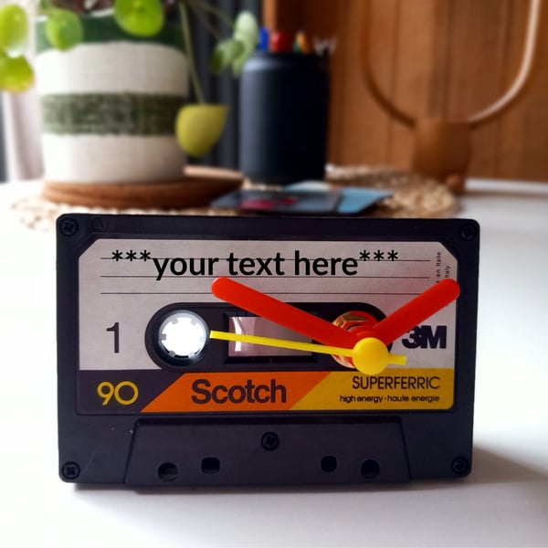 Personalized Desk Clock, Customized 1980s Cassette Tape, Eco-friendly gift