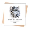 Snow Leopard Happy Birthday Card