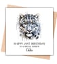 Snow Leopard Happy Birthday Card