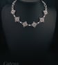 Chainmail Collar River Pearls Necklace: Stainless Steel Floral Lace Choker