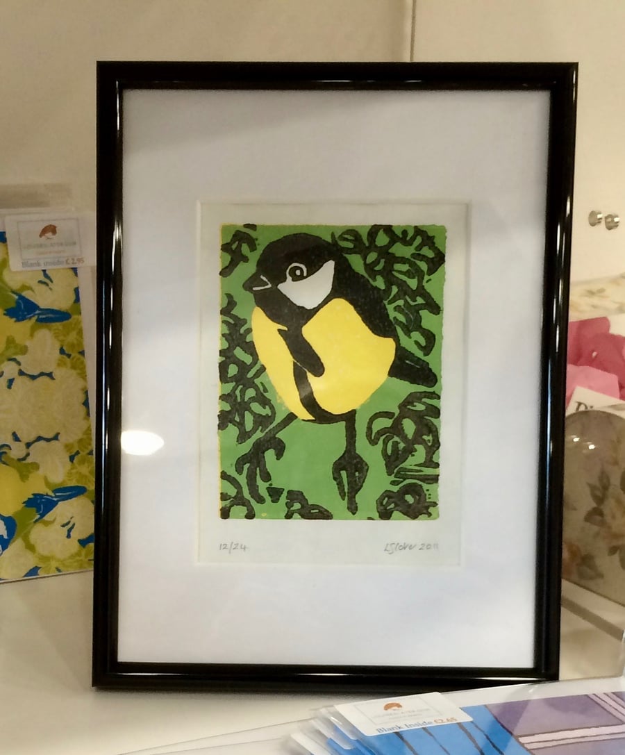 Great Tit Lino Print