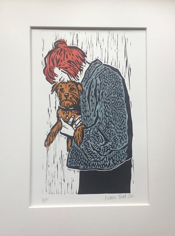 'Holding Margo' Linocut Print