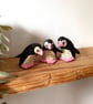 Pink Paper Puffins, Art for Booklovers, Handmade Nature Inspired Joy Gift