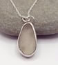 Frosted White Sea Glass & Sterling Silver Pendant - Image 1