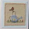 The Old Watering Can, a hand-stitched card with lots of detail, a card to keep!