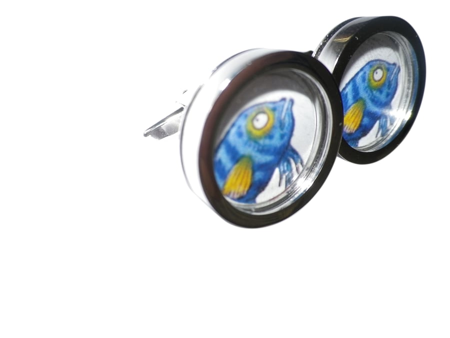 Bluefish cufflinks,free shipping, gift wrapped,great image, Ref 8213 