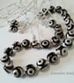 Designer Black & Cream Agate Necklace & Earrings Gift Set - Image 1