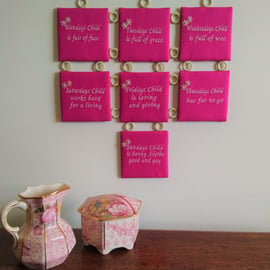 Wall Hanging Nursery Rhymes Birth Days of the Week