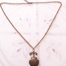 Bronze Seashell Locket Necklace 