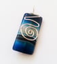 Blue Agate Wirework Pendant Necklace - One of a Kind Gemstone