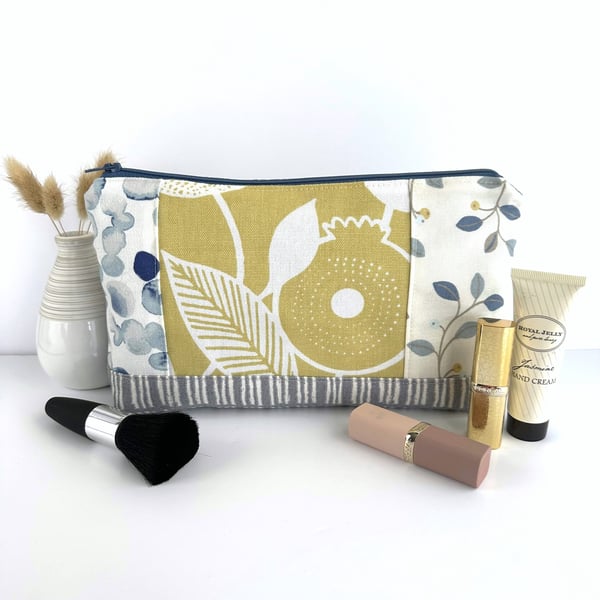 Large Make up Bag with Patchwork Panels