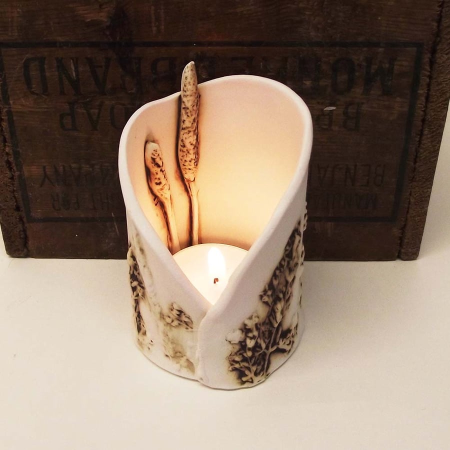Sale Ceramic natural flower tealight holder Pottery 
