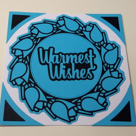 Warmest Wishes Greeting Card - Blue and Black