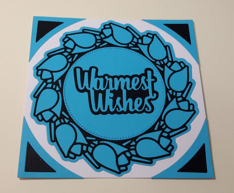 Warmest Wishes Greeting Card - Blue and Black
