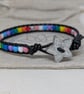 Pride flag beaded bracelet with black leather and star button - Image 5