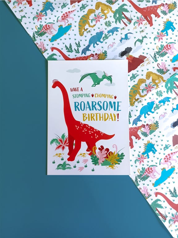 Brachiosaurus, Dinosaur Birthday card, blank inside